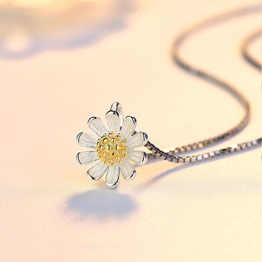 Collier Argent Pendentif Marguerite